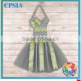 Latest Yellow Grey Chevron Pattern Little Girls Tutu Bow Holder with 3 Bow-Tie 2014 New Items