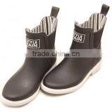 Black Upper White Outsole no Lace Ankle Low Short Rain Wellies Waterboots Overboots Gumboots Rubber Boot thumbnail-5