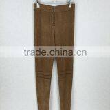 Custom Fashion Comfortable Brown Cotton New Casual Wide Leg Trousers / Pants Women 2016 thumbnail-2