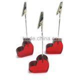 Wedding Alligator Holder Memo Clips With Love Heart Shape Resin Base in Red, Set of 10 , 115mm Height