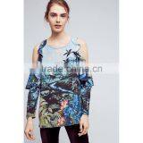 Women Clothing Floral Print Cold Shoulder Top Latest Saree Blouse Designs thumbnail-1