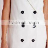 Women Fancy White Sleeveless Double Breasted Slim Fit Blazer thumbnail-5