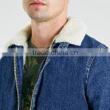 Man Fleece Jacket With Fleece Collar Black Denim Winter Jacket for Men thumbnail-3