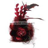 Fabric Feather Big Flower Brooches Handmade Corsage Brooch Feather Pearl Flower Head Clip Brooch thumbnail-2