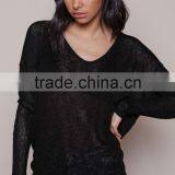 MGOO New Arrival Black Light Knit Tops Sweaters Hi Low Snoopneck Plain Women Sexy Loose Pullovers thumbnail-3