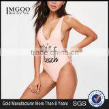 2017 Women Swimwear One Piece Sexy Low Side Sexy Swimsuit Spandex/Polyester Material Swimwear&Beachwear Letters Print thumbnail-1