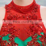 MGOO High Fashion Chinese Style Red Color Halter Maxi Prom Dress Ball Gown Tulle Green Toast Dress YDYS15B0083 thumbnail-4