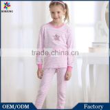 Hot Selling Pink Stripe of Children's Long Sleeve Sleepwear Kids Girls Breathable Pajamas