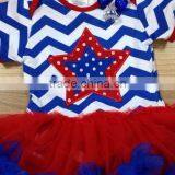 2015 Hot Sell Baby Girl July 4th Chervon Star Romper With Matching Headband and Necklace thumbnail-2