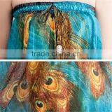Maxi Peacock Feathers Printed Multiple Wear Long Ethnic Skirts thumbnail-4