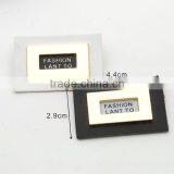 Black/white PU Leather Sew on Patches With Gold Metal Plates Fashion Clothing Label for Jeans/jacket PLB-007 thumbnail-1