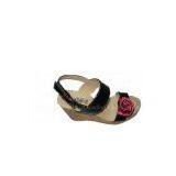 Comfortable PU / Mesh Material Black Ladies Wedge Sandals With 9cm Heels thumbnail-1