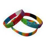 Colorful Segmented Silicone Wristband Bracelet , Silicone Rubber Bands