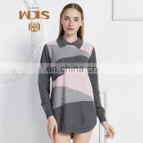 2015 new design long style striped pattern cashmere sweater knitwear