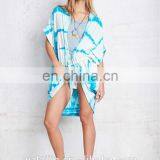 Batwing Short Sleeve Silk Tie Dye Print Kimono, High Quality Ladies Kimono thumbnail-5