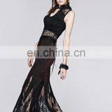 Q-257 Punk Rave Gothic Dark Red Lace Long Mermaid Skirt thumbnail-5