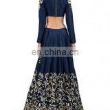 Midnight Blue Lengha Set With Zardozi Embroidery thumbnail-2
