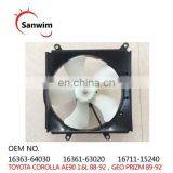 Engine Cooling Fan Assembly Fit TOY-OTA CO-ROL-LA AE90 1.6L 88-92,GEO PRIZM 89-92 OM 16363-64030 16361-63020 16711-15240