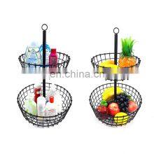 2-Tier Fruit Bowl Metal Wire Fruit Basket Bread Vegetable Organizer Storage Dining Table Kitchen Counter Organizer thumbnail-1