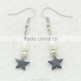 Fashion Hematite Star Beads Earring;hematite Beads and Silver Color Earring Findings Hematite Earrings 2pcs/set thumbnail-1