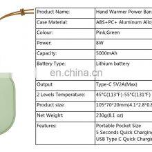 Fast Charging Mini 2 in 1 Pocket Rechargeable Hand Warmer Power Bank With 5000mAh thumbnail-2