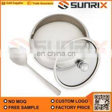 Best Selling Stainless Steel Drum Shaped Bowl With Glass Lid And Spoon thumbnail-2