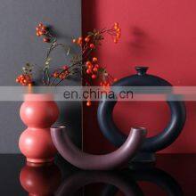Morandi Color Modern Nordic INS Style Geometry Design Model Home Decorative Flowers Ornament Mini Ceramic Vase thumbnail-3