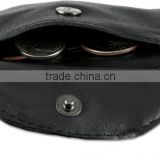 Leather Coin Purse with Key Ring and Snap Pocket Men Cowhide Change Purse