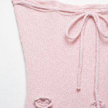 2025 Women's European and American Spring New Product: Three Dimensional Flower Chest Strap Knitted Strapless Dress thumbnail-2