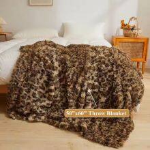 Luxury Faux Fur Leopard Print Blanket, Cheetah Print Fluffy Blanket Throw Cute Furry Animal Throw Fuzzy Blanket for Sofa Bed thumbnail-4