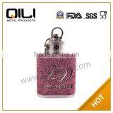 Hot Sale Glitter Leather Wrapped Mini Hip Flask thumbnail-3