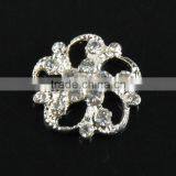 19MM Silver Plating Alloy Flower Crystal Rhinestone Button for Jewelry Garment Accessory