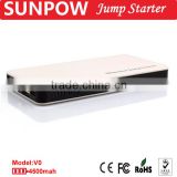 sunpow 4500mah ultrathin and slimmest Emergency 12v car jump starter power bank battery booster for Petrol and Diesel cars