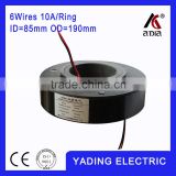 SRH 85190-6p Through hole slip ring ID85mm. OD.190mm. 8Wires, 10A 6wires