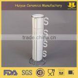 White Ceramic Tea Cup Set With Metal Stand, Bone China Cup thumbnail-1