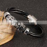 Ally Express Wholesale Bracelet Black Leather Lion Men Bracelet thumbnail-3
