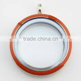 DIY 30mm Orange Enamel Colored 316L Stainless Steel Screw Large Floating Charms Locket thumbnail-1