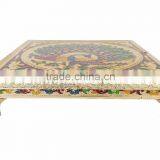 RAJWADI CHOWKI-PATLA / SITTING STOOL - PEACOCK DESIGNED WOODEN HANDMADE 10"x10"x2" CHOWKI PATLA-G.M. thumbnail-3