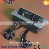 Zinc Alloy Desktop Table Pop Up Socket Box With Cable Connectors+HDMI+USB+VGA+Audio+Data for Conference Furniture thumbnail-2