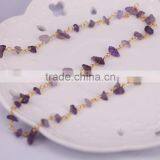 Gold Plated Wire Wrapped Beaded Rosary Chains Amethyst Quartz Stone Beads Jewelry Chain thumbnail-4