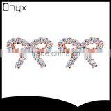 925 Sterling Silver Rose Gold Plated Ribbon Bowknot Ear Studs for Women thumbnail-1