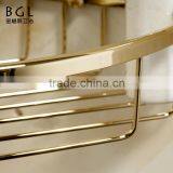 Shinning Styke Wall Mounted Bathroom Accessories Gold Finishing Brass Corner Basket for Bahroom Storage thumbnail-4