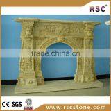 Artificial Lion Pillar Carved Fireplace Mantel thumbnail-1