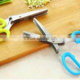 CY145 Multi-functional Stainless Steel Kitchen Knives 5 Layers Scissors Sushi Shredded Scallion Cut Herb Spices Scissors thumbnail-4