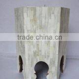 Buffalo Bone Mosaic Hexagon Stool Also Available in Other Mosaics thumbnail-1