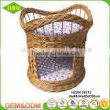 Natural Wicker Woven Crafts Indoor Dog Cat House Basket With Softy Cushion thumbnail-5