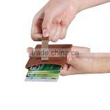 RFID Blocking Minimalist Front Pocket Wallet Wholesale Grain Leather Pull Tab Card Holder thumbnail-2