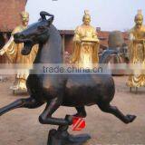 Antique Small Bronze Horse Statue Horse Riding Chebi thumbnail-1