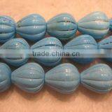 16" 12-16mm Blue Pumpkin Shaped Natural Loose Turquoise Beads thumbnail-1