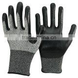 NMSAFETY CE EN388 4343 Black Smooth Nitrile on Palm HPPE Glove Cut Level 3 Cut Resistant Glove Anti-cut Safety Working Glove thumbnail-1